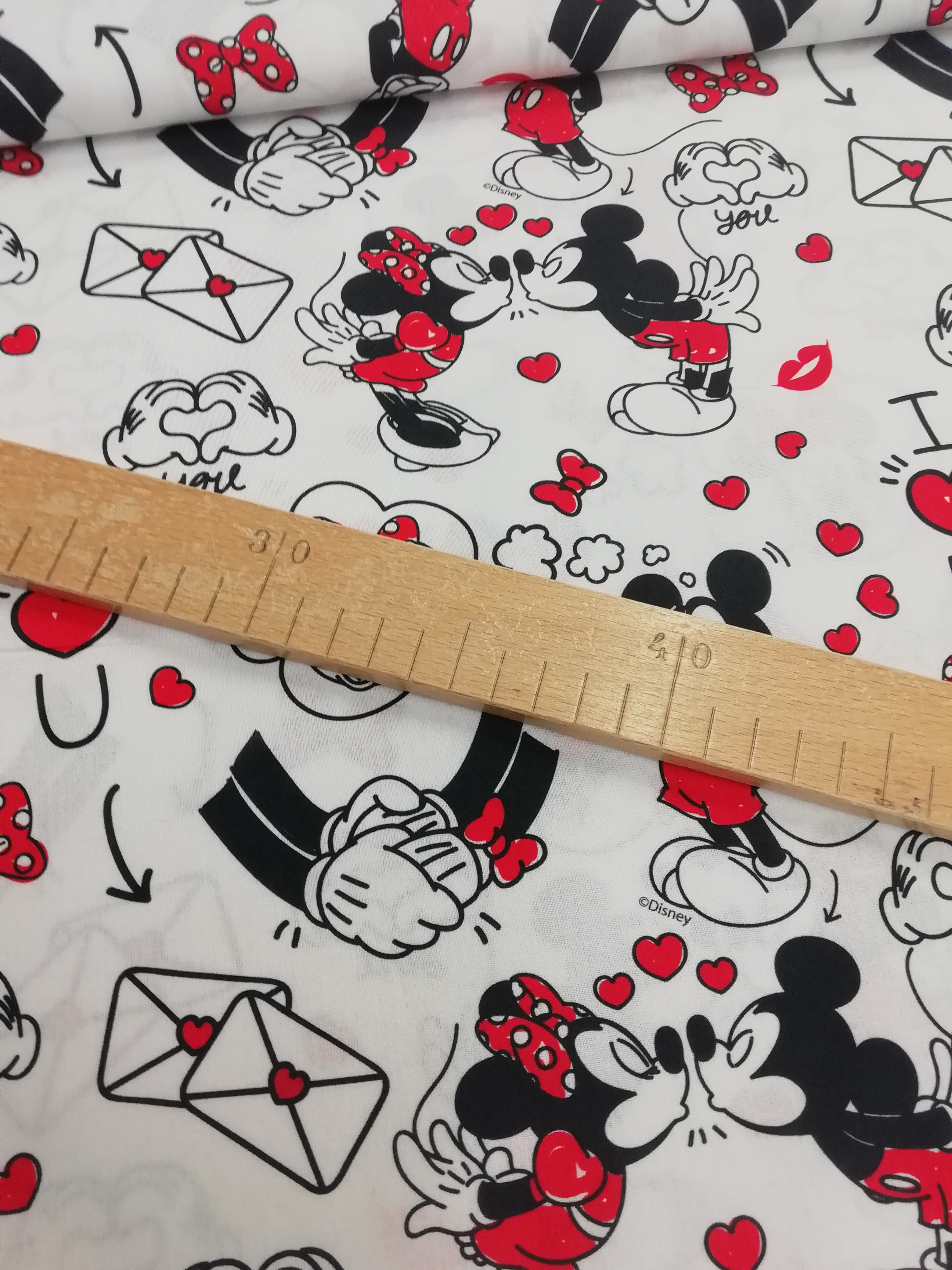 Bavlněné plátno vzor Mickey a Minnie