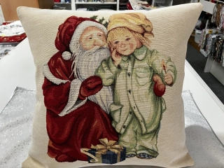 Gobelínový povlak na polštářky vzor Santa a kluk