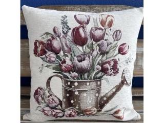 Gobelínový povlak na polštářek chenille vzor tulipány
